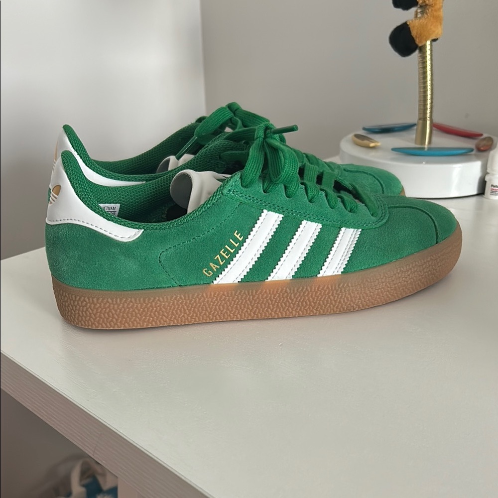 adidas Gazelle Green and White Sneakers